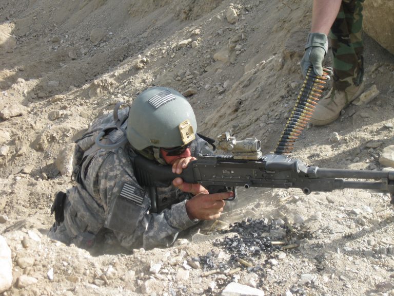 Sgt. Pike in combat position